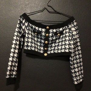 Cropped Houndstooth Sweater